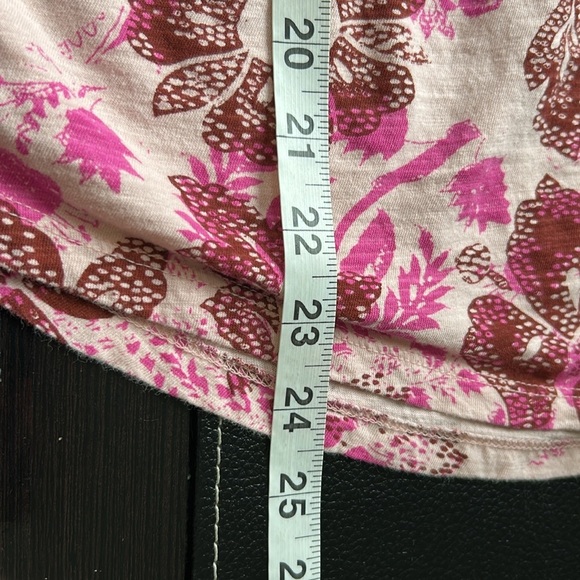Anthropologie Pilcro Top Pink Combo Floral Ruched Henley Tee Size L - Picture 14 of 14